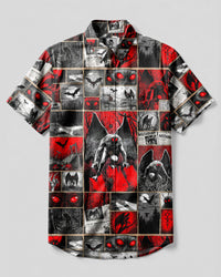 MOTHMAN CRIMSON NIGHTMARE COLLAGE BUTTON-DOWN COLLAR SHIRT  - TLNT1009266