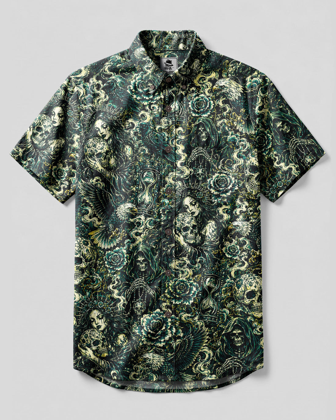 MYSTICAL SKULL DARK LEGACY BUTTON-DOWN COLLAR SHIRT  - TLNT2108266