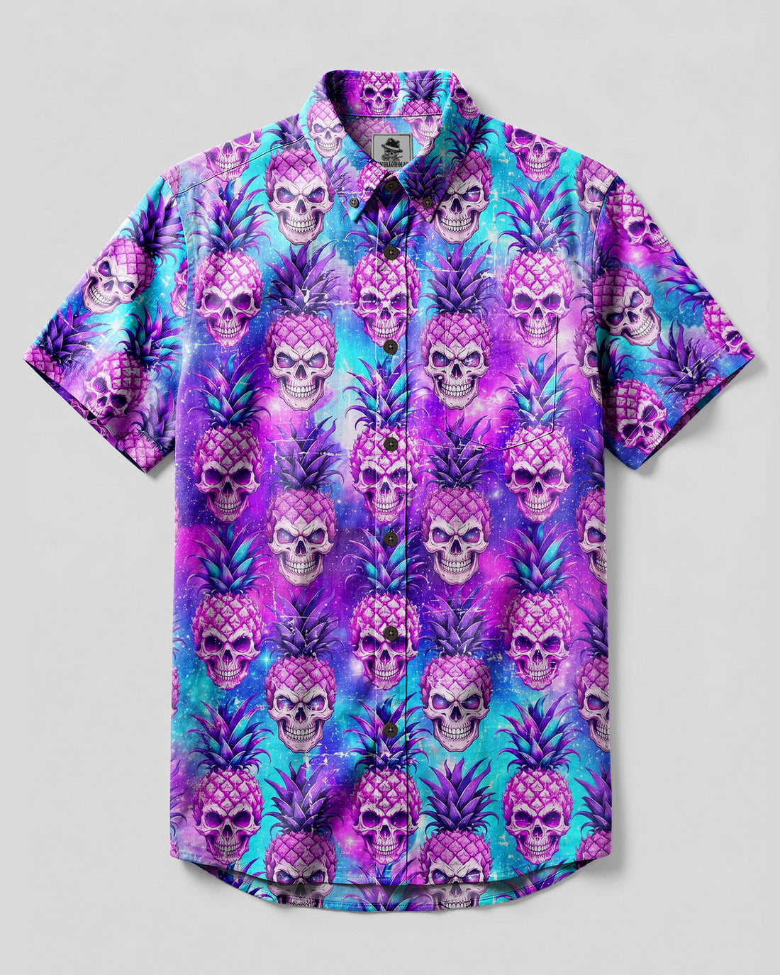 COSMIC PINEAPPLE SKULL BUTTON-DOWN COLLAR SHIRT - TYLN1208264