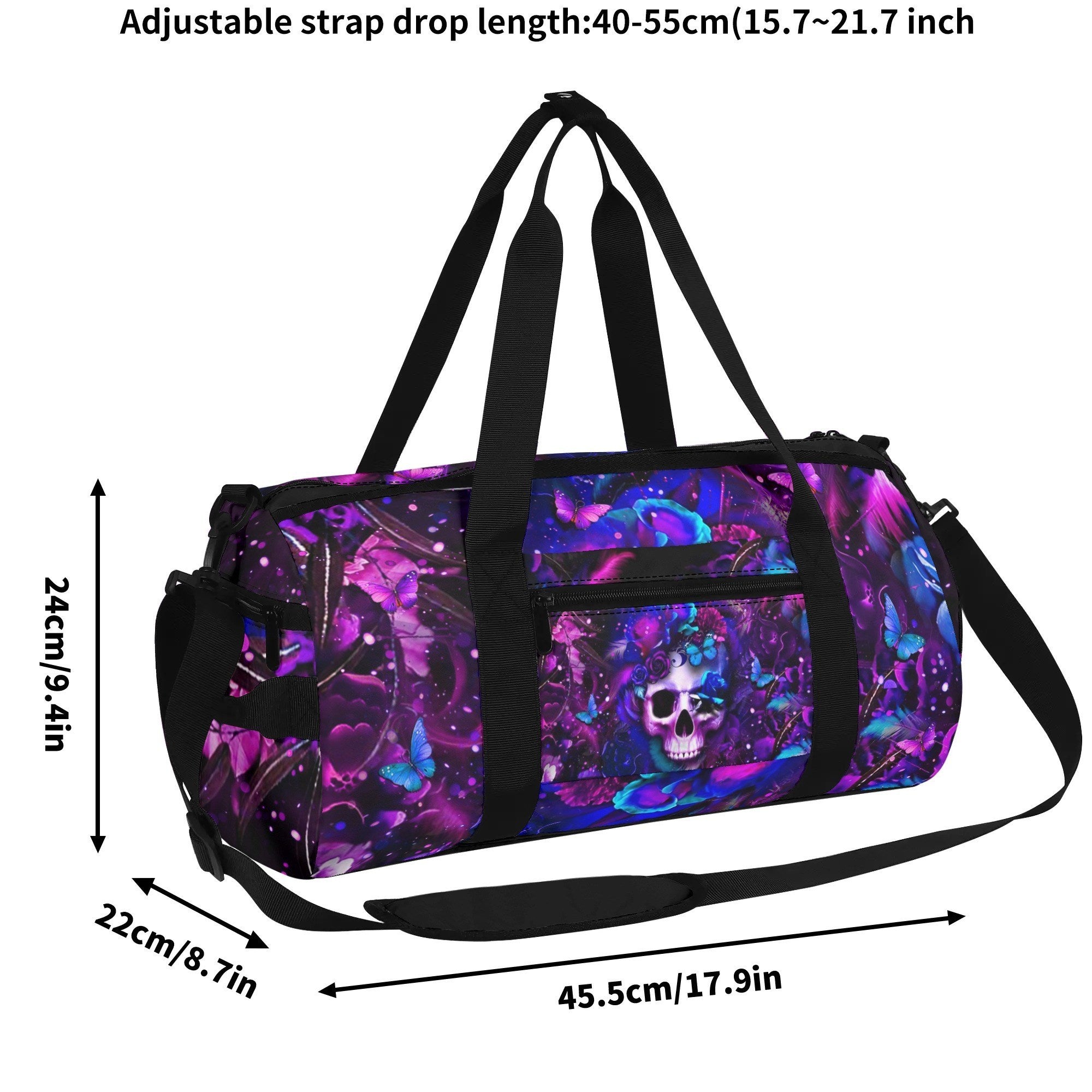 GLOWING SKULL FLOWER TRAVELLING BAG - YHLT2708254