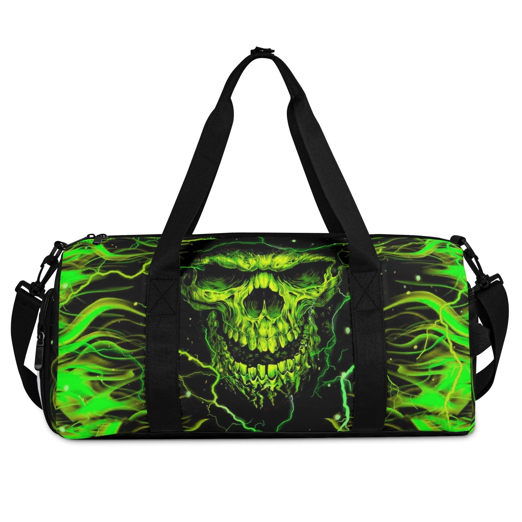 GREEN FIRE SKULL TRAVELLING BAG - YHHN2608254