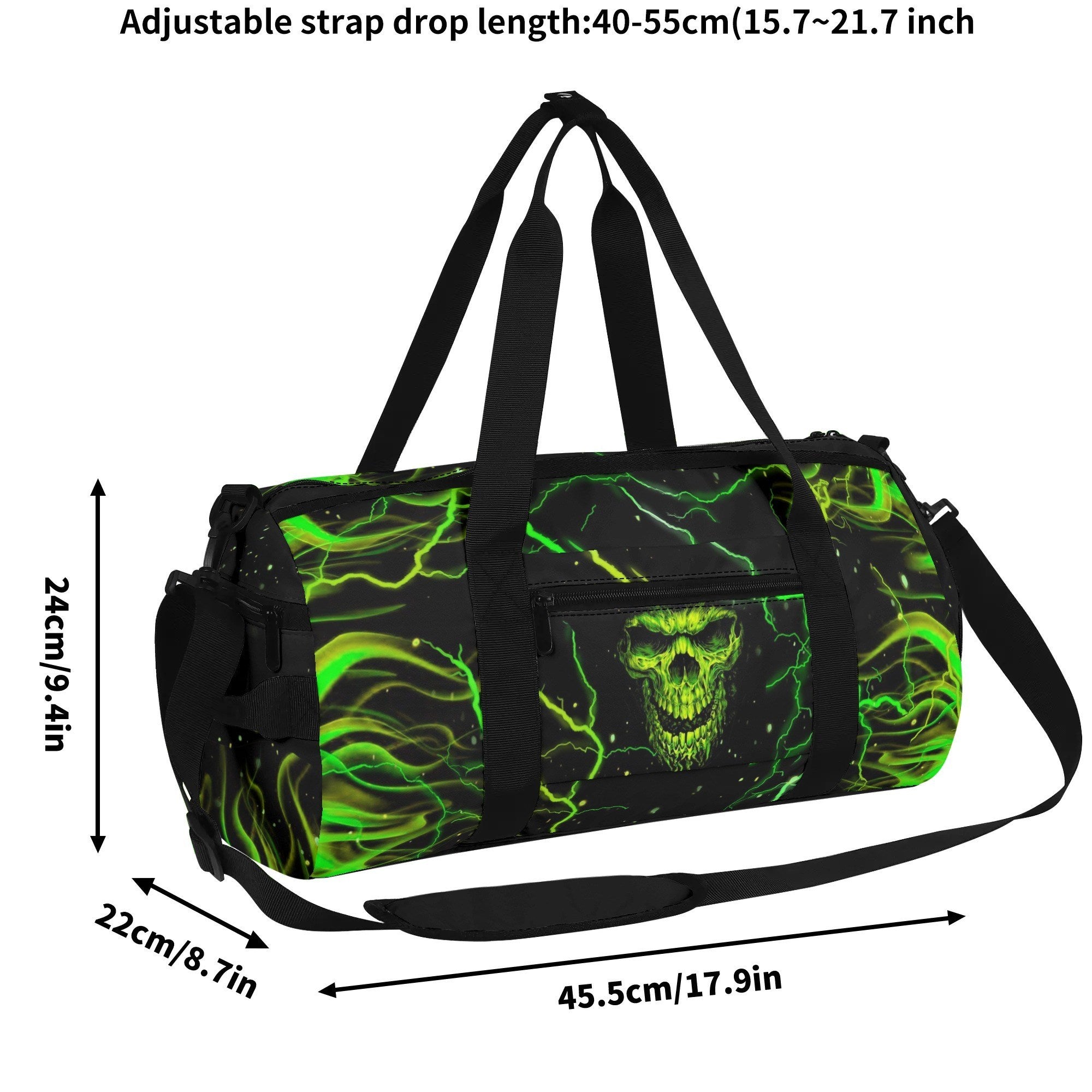 GREEN FIRE SKULL TRAVELLING BAG - YHHN2608254