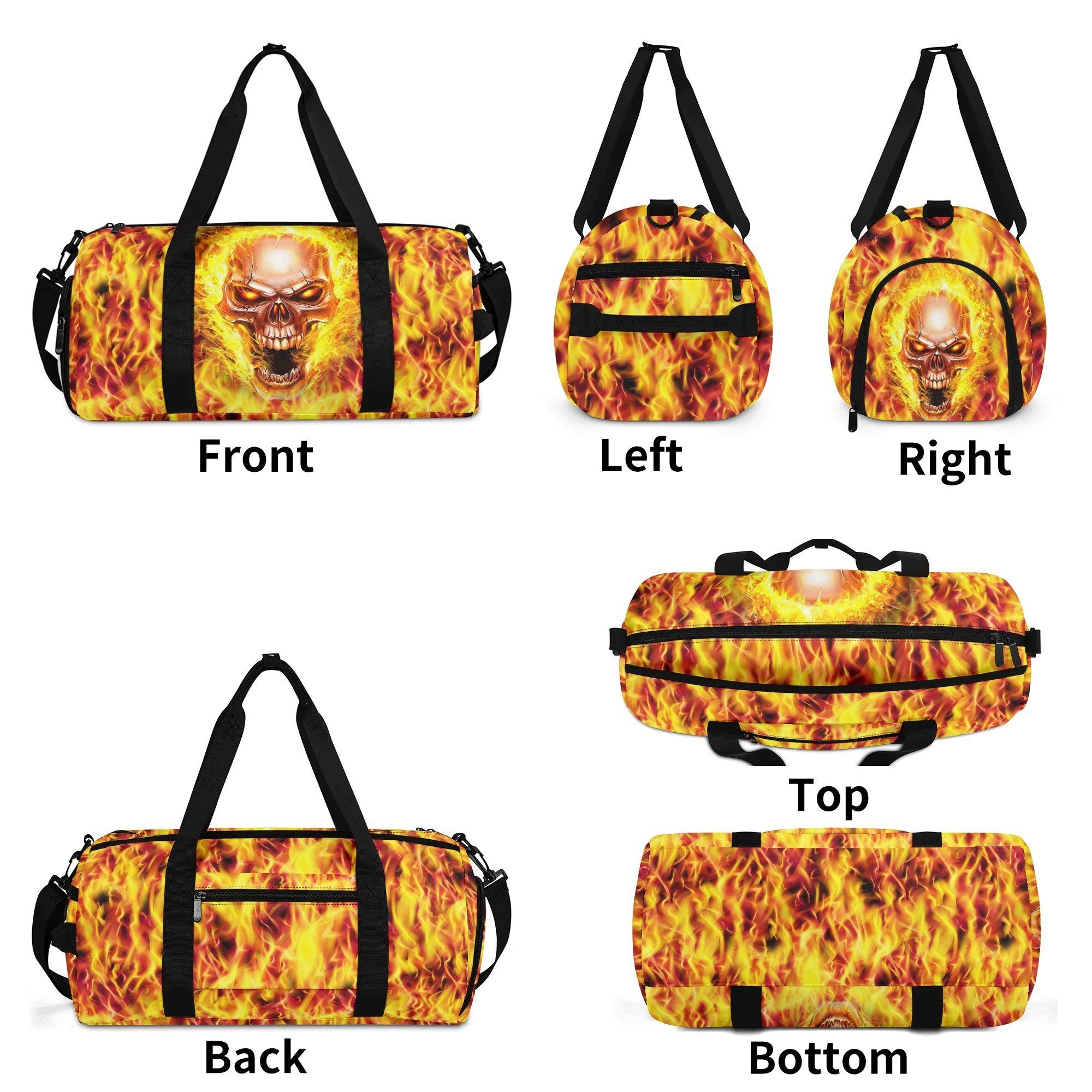 FLAMING SKULL TRAVELLING BAG - YHHG0309254