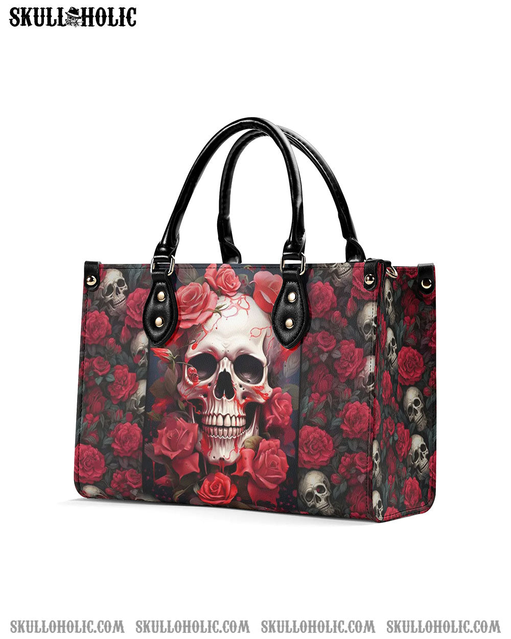 SKULL ROSES LEATHER HANDBAG - YHHN1207243