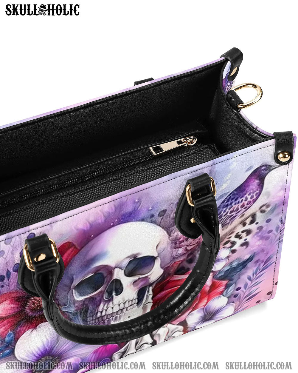 SKULL FLOWERS LEATHER HANDBAG - YHHN1107244