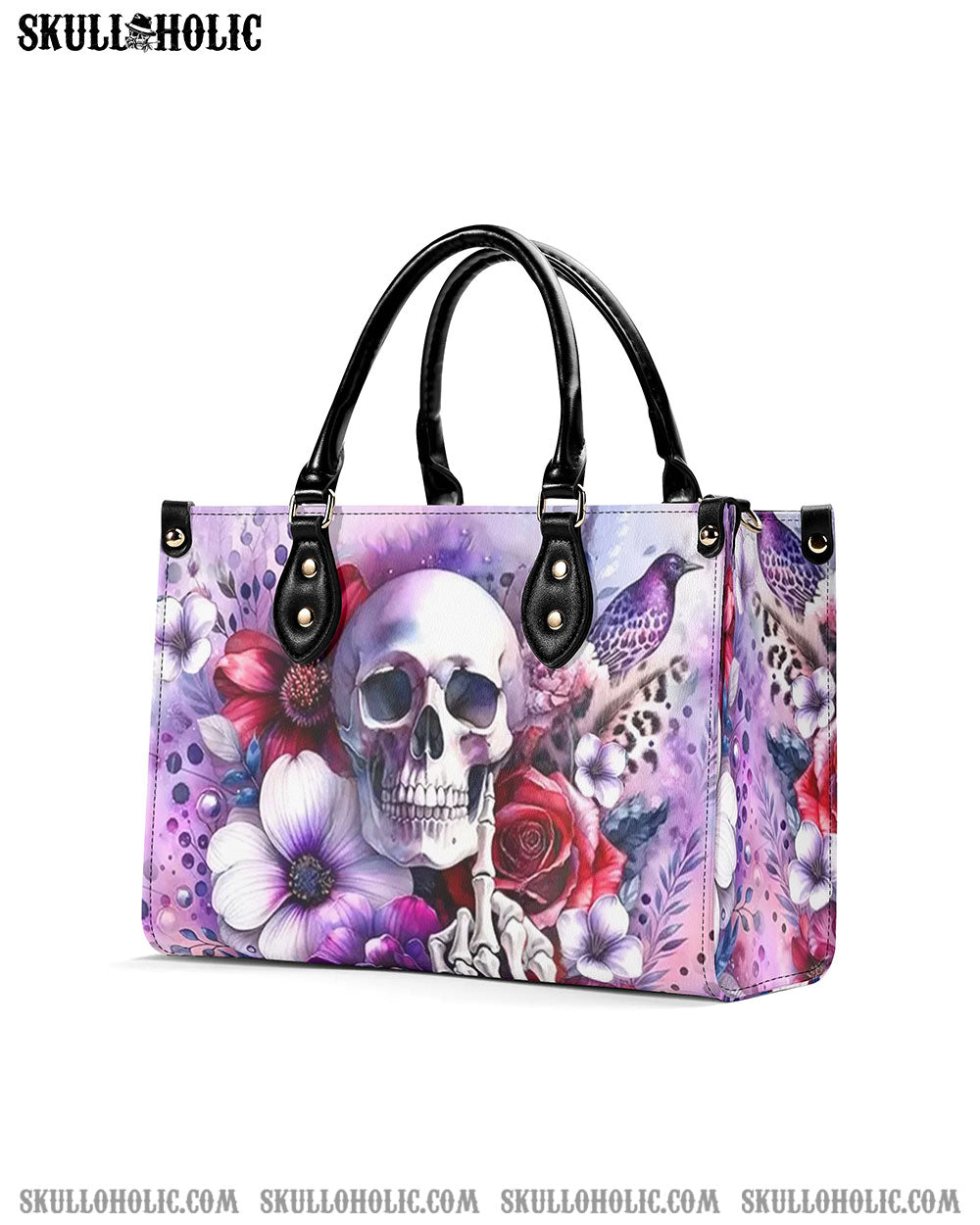 SKULL FLOWERS LEATHER HANDBAG - YHHN1107244