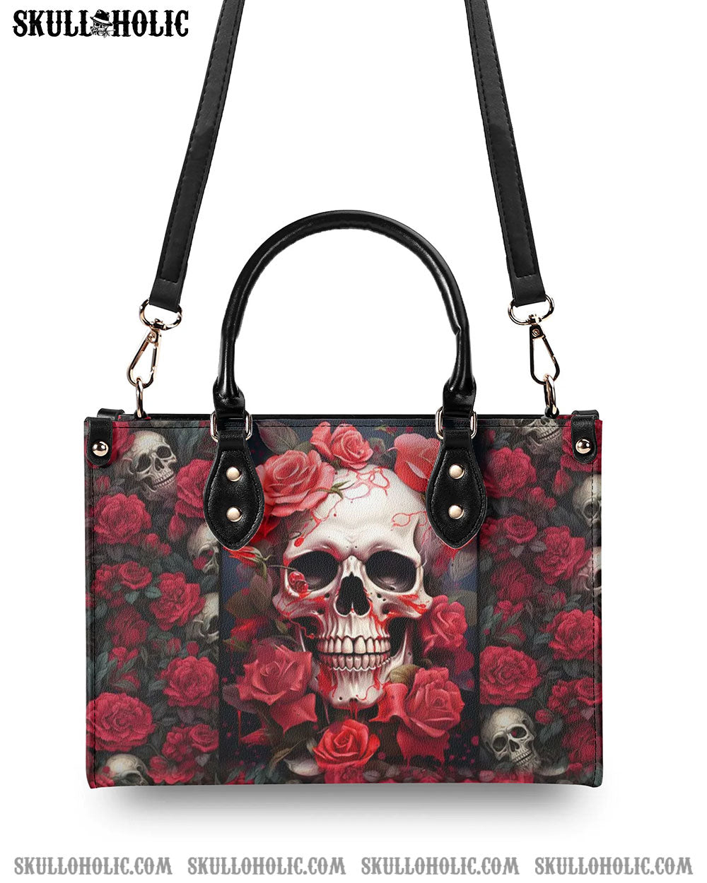 SKULL ROSES LEATHER HANDBAG - YHHN1207243