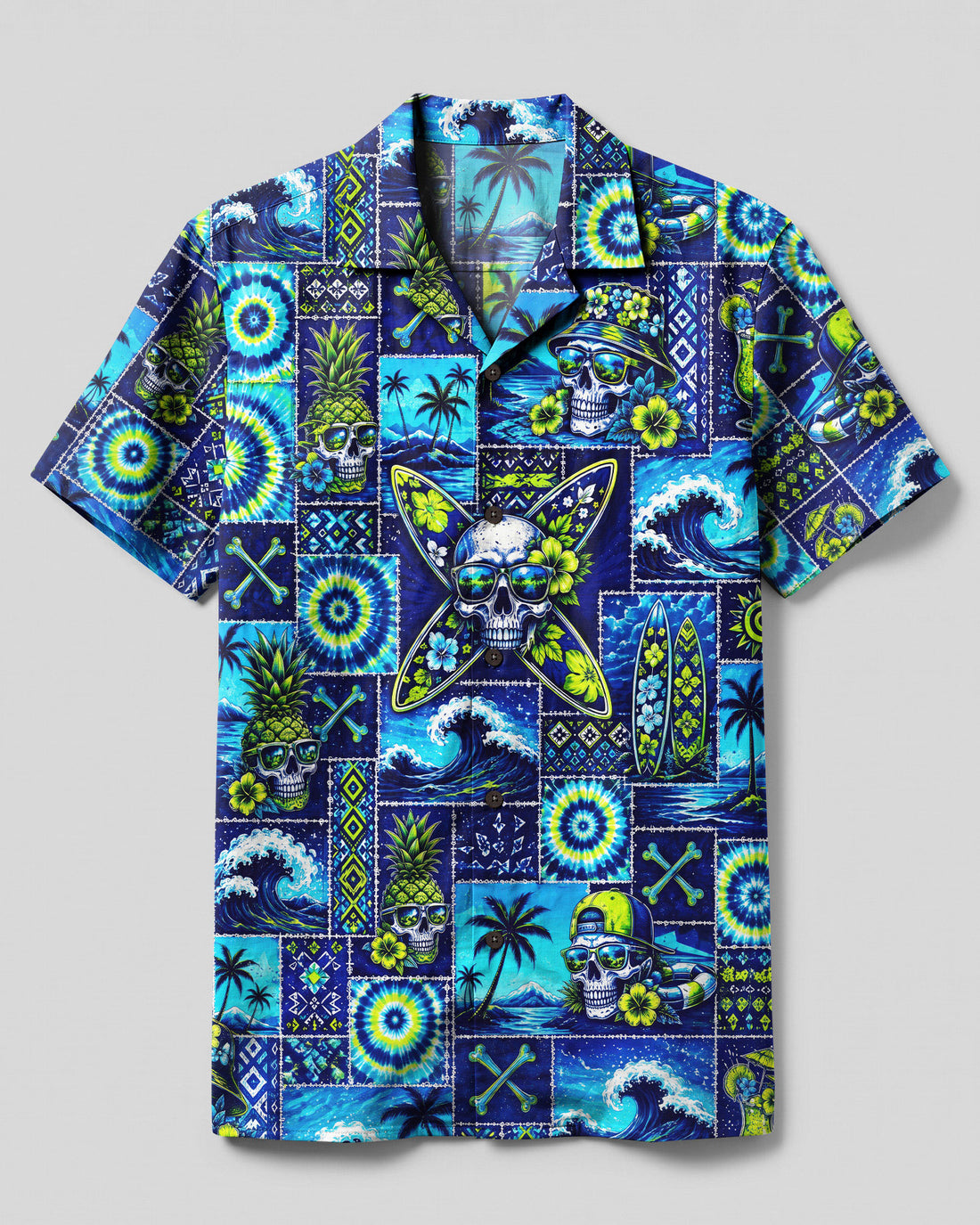 SURF SKULL ISLAND PATCHWORK CAMP SHIRT  - TLNO0708263
