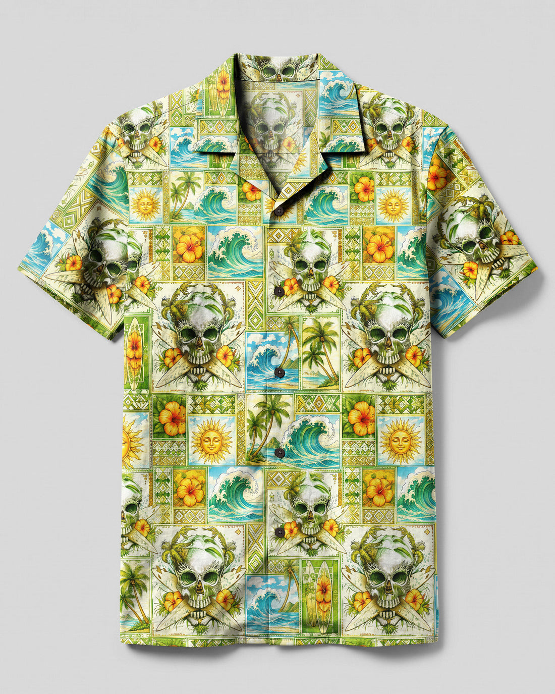 SURF SKULL ISLAND PATCHWORK CAMP SHIRT  - TLNO0608261