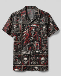 REAPER SKULL TRUCKER PATCHWORK CAMP SHIRT  - TLNO2608263