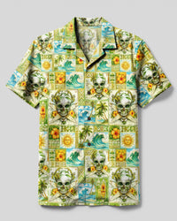 SURF SKULL ISLAND PATCHWORK CAMP SHIRT  - TLNO0608261