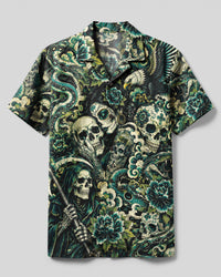 GOTHIC SKULL LADY CAMP SHIRT  - TLNO2008264