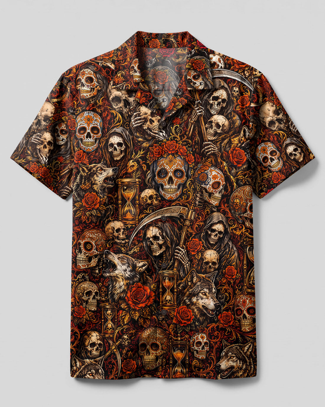 GOTHIC SKULL MEMENTO MORI CAMP SHIRT  - TLTW2108261