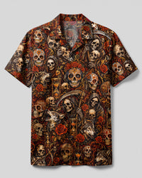 GOTHIC SKULL MEMENTO MORI CAMP SHIRT  - TLTW2108261