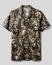 SUGAR SKULL DAY OF THE DEAD GOTHIC CAMP SHIRT  - TLNT0409268