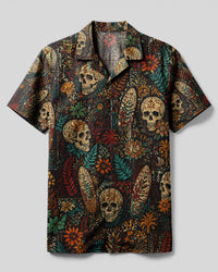 VINTAGE SURF SKULL BOTANICAL CAMP SHIRT - KMTM1208262