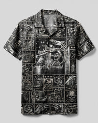 TRUCKER SKELETON PATCHWORK CAMP SHIRT  - TLNT2508268