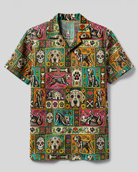 LABRADOR SUGAR SKULL DOG CAMP SHIRT - TLNO1909266
