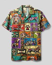 CALAVERA DACHSHUND DOG PATCHWORK CAMP SHIRT - TLNT2309264