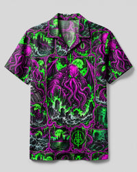 NEON CTHULHU ELDRITCH COMIC CAMP SHIRT - TLHG1709262