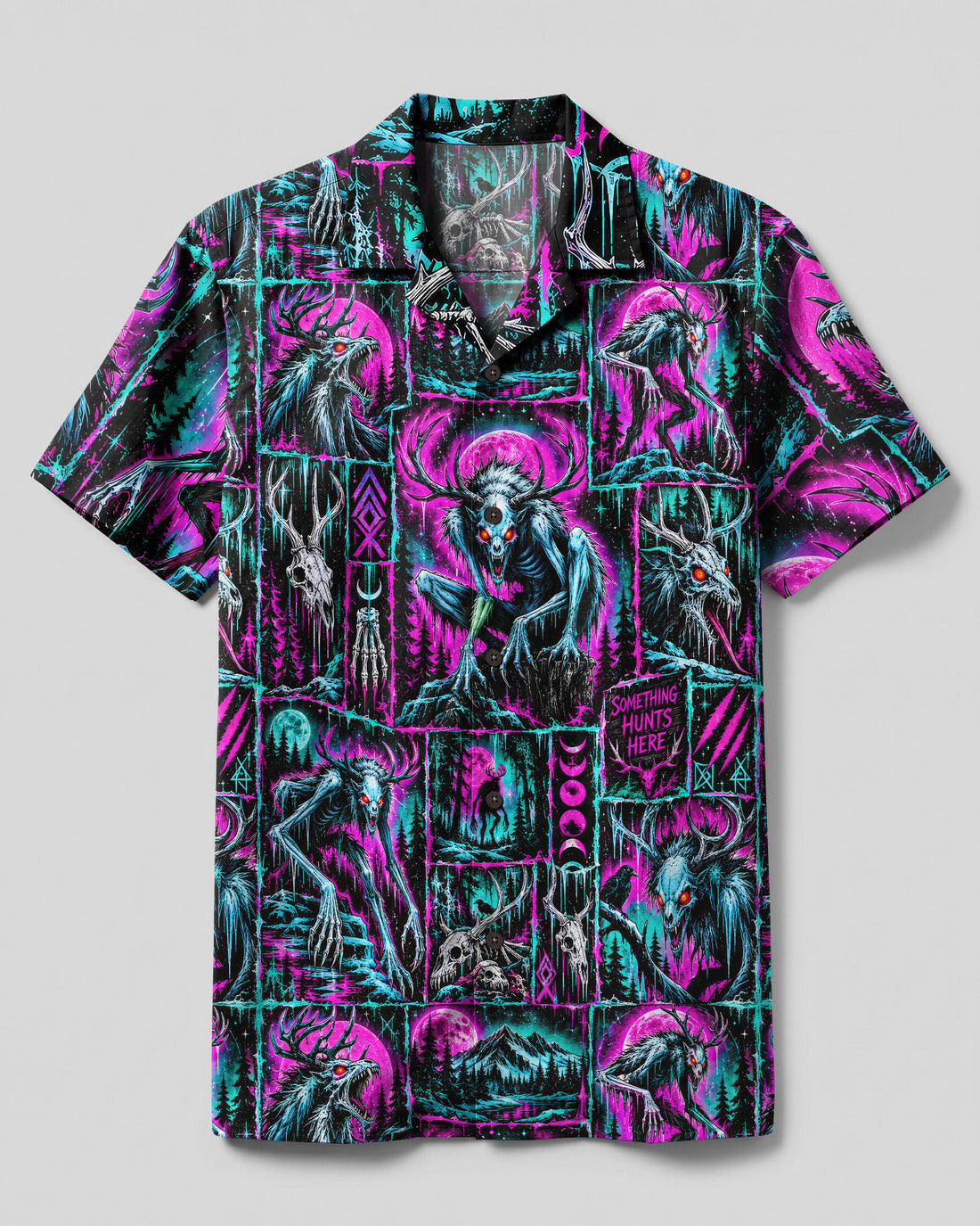 NEON WENDIGO NIGHTFALL PATCHWORK CAMP SHIRT - TLNO2809264