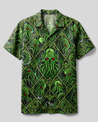 NEON CTHULHU DIAMOND MOSAIC CAMP SHIRT - TLNT1909262