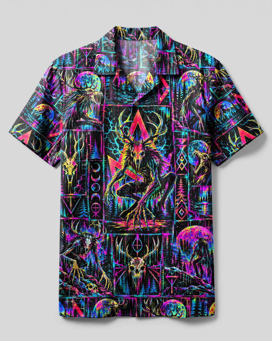 MYTHOS NEON WENDIGO COLLAGE CAMP SHIRT SHIRT - TLNT25092610
