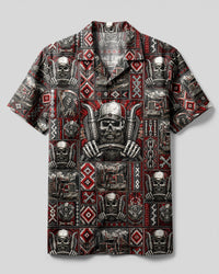 HIGHWAY TRIBAL SKULL TRUCKER PATCHWORK CAMP SHIRT  - TLNT2608263