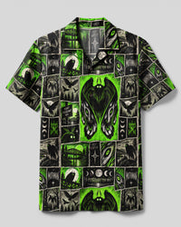 MOTHMAN GREEN ECLIPSE PATCHWORK CAMP SHIRT - TLNO2409263