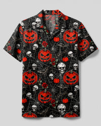 SKULL PUMPKIN HALLOWEEN CAMP SHIRT  - TLTW1408261