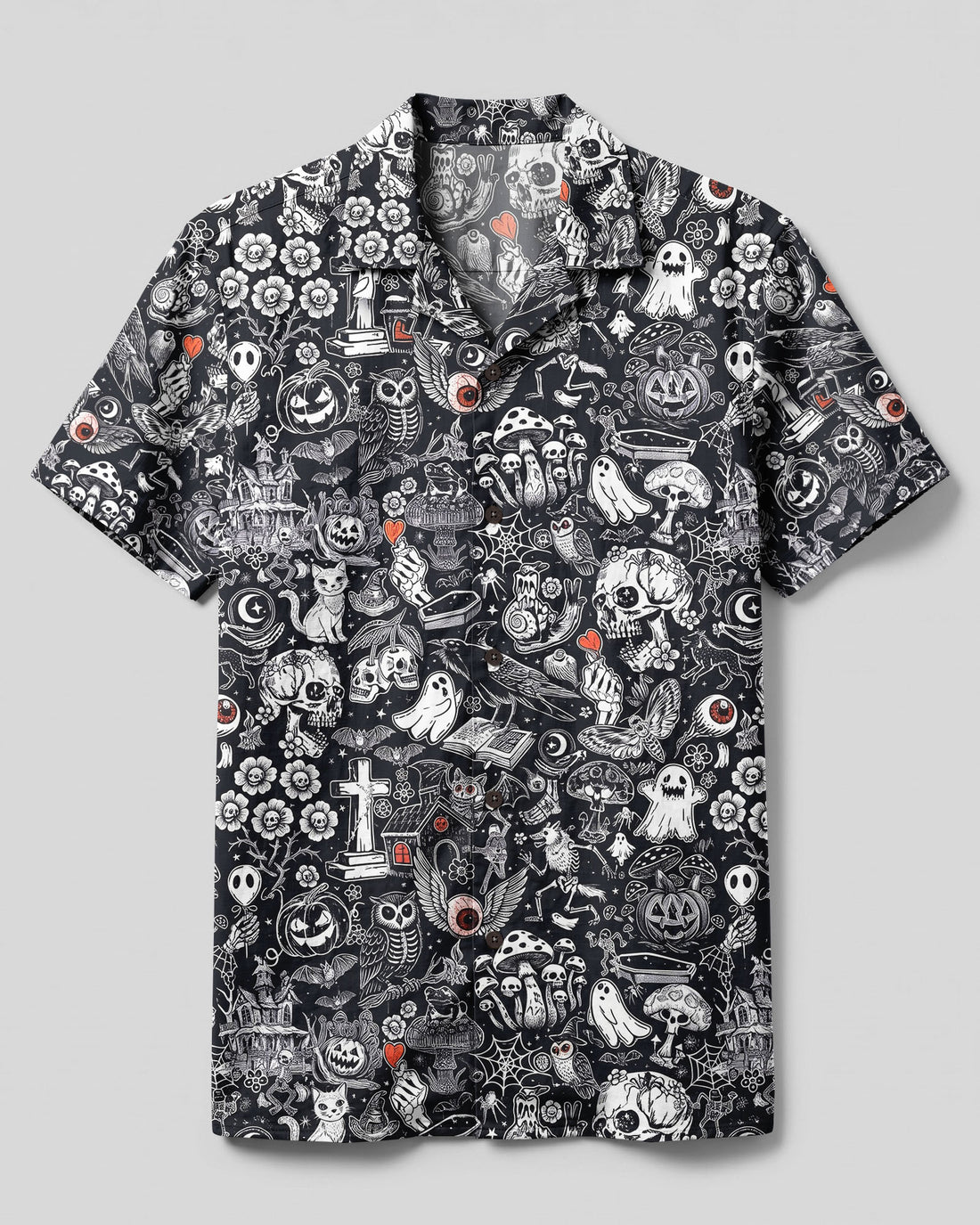 WICKED HALLOWEEN SKULL PATTERN CAMP SHIRT - TYLN2808267