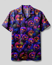 NEON PUMPKIN SKULL HALLOWEEN CAMP SHIRT - TYLN0708261