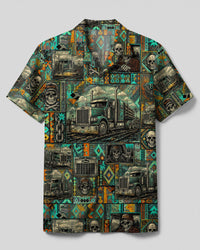TRIBAL TRUCK SKULL PATCHWORK CAMP SHIRT  - TLTW25082610