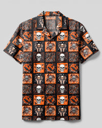 DARK RAVEN SKULL PATCHWORK CAMP SHIRT - TYPQ2608266