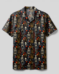 GOTHIC SKELETON BOTANICAL FLORAL CAMP SHIRT - TYPQ0409267