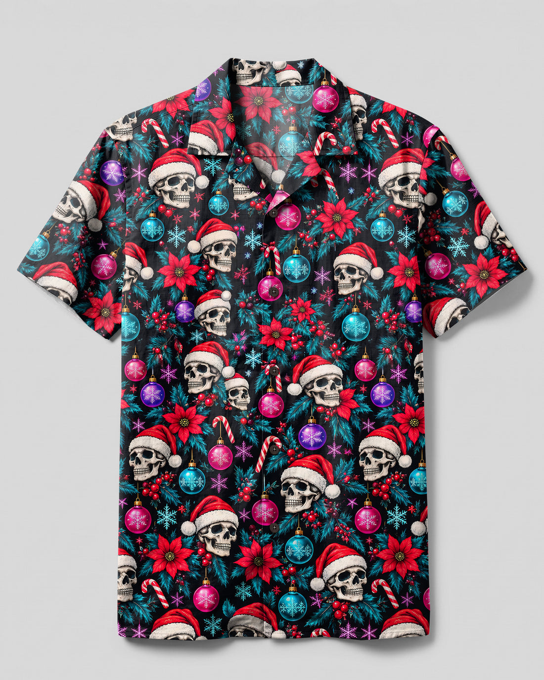 CHRISTMAS SKULL MOSAIC CAMP SHIRT - TYPQ1910265