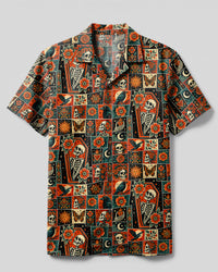 MYSTIC COFFIN SKELETON PATCHWORK CAMP SHIRT - TYPQ1909268