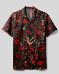 RED MOTHMAN PATCHWORK CAMP SHIRT - TYPQ2509267