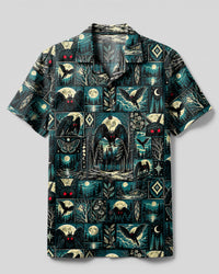 MIDNIGHT MOTHMAN PATCHWORK CAMP SHIRT - TYPQ2309269