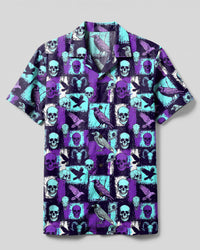 MYSTIC RAVEN SKULL PATCHWORK CAMP SHIRT - TYPQ2708263