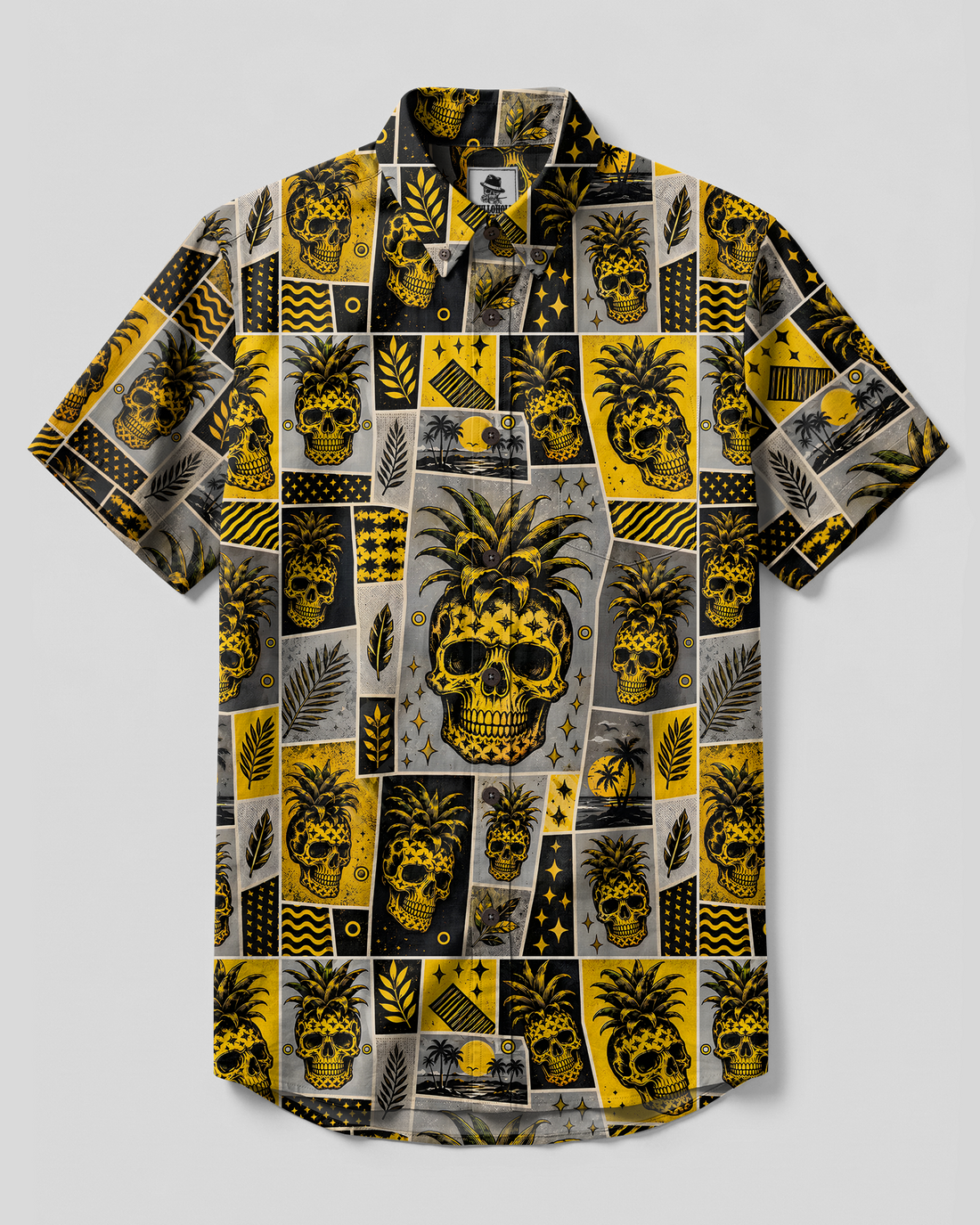PINEAPPLE SKULL PARADISE BUTTON-DOWN COLLAR SHIRT - TYPQ1208263
