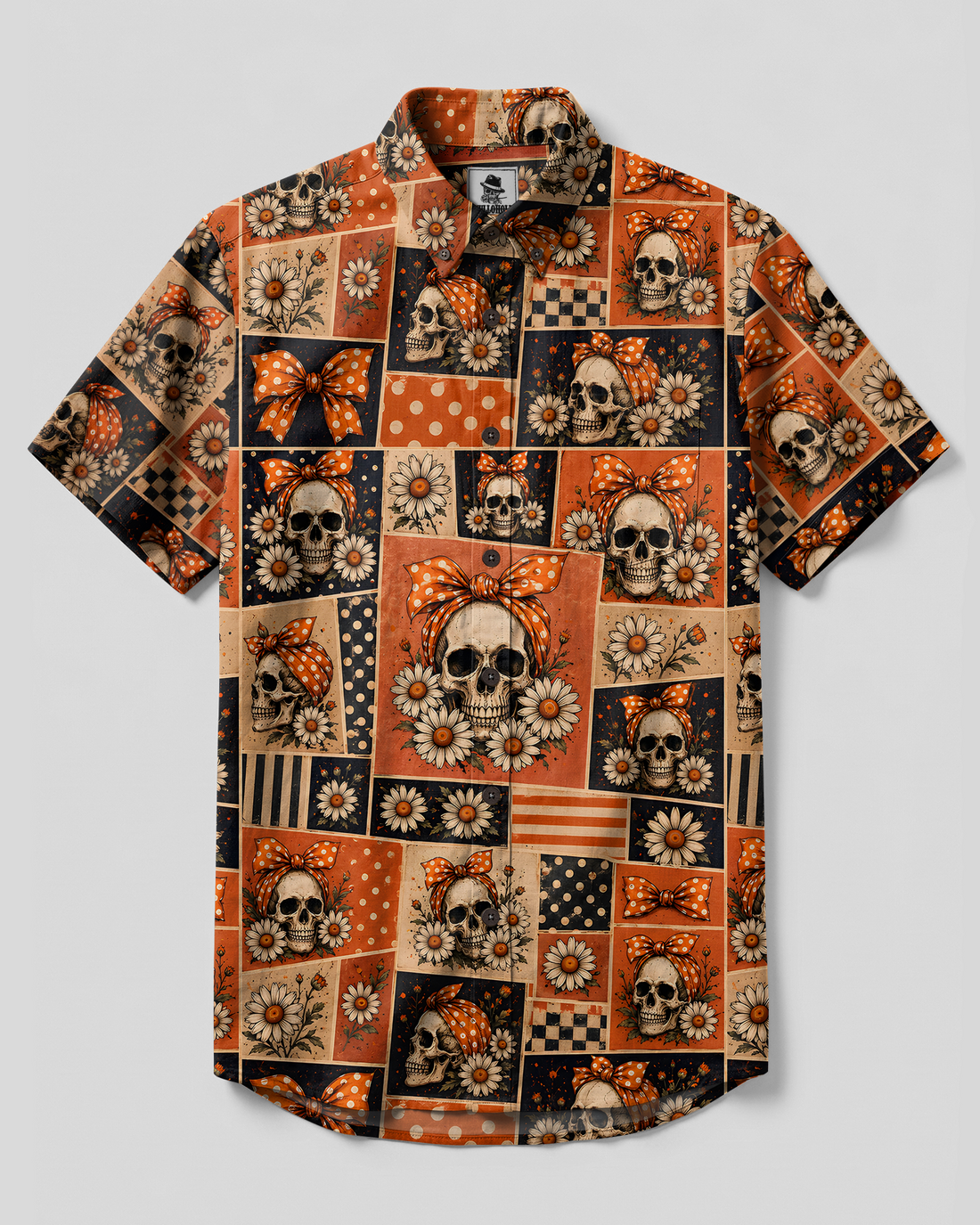 DAISY SKULL BOW BUTTON-DOWN COLLAR SHIRT - TYPQ1308261