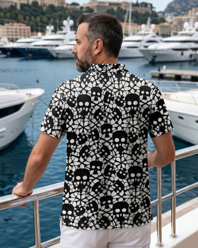 BLACK & WHITE SKULL POLO SHIRT  - TLNO1106261