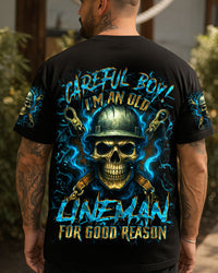 CAREFUL BOY I'M AN OLD LINEMAN SKULL ALL OVER PRINT - YHHN2307253