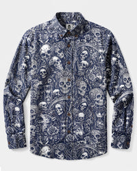 GOTHIC SKULL ETERNAL LEGACY LONG SLEEVE BUTTON-DOWN SHIRT - TLHG2108264