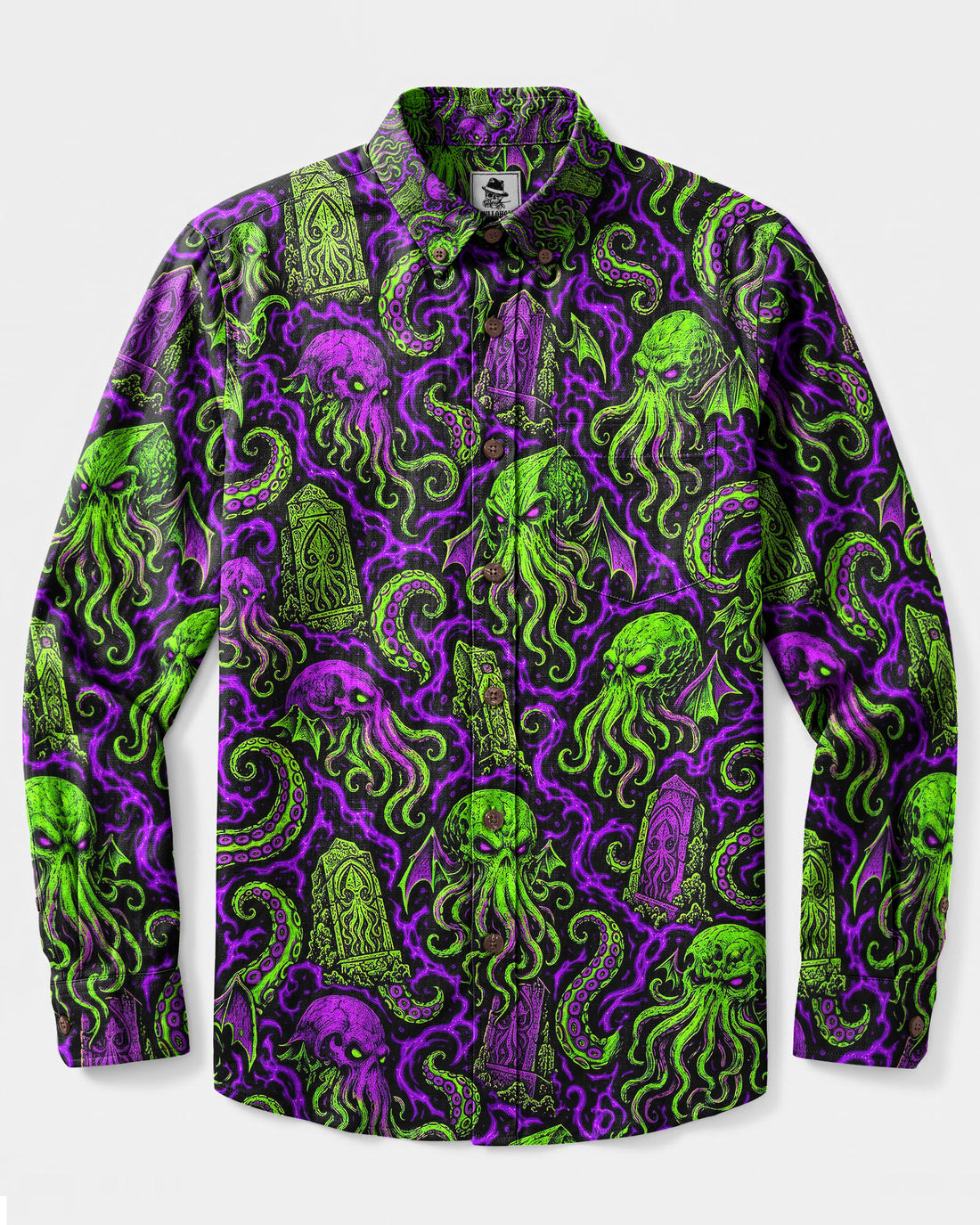 CTHULHU ELDRITCH NIGHTMARE LONG SLEEVE BUTTON-DOWN SHIRT - TLNT2409264