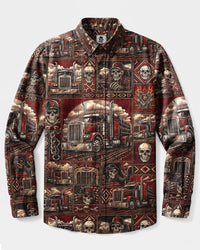 DIESEL LIFE SKULL TRUCK COLLAGE LONG SLEEVE BUTTON-DOWN SHIRT  - TLHG2608263