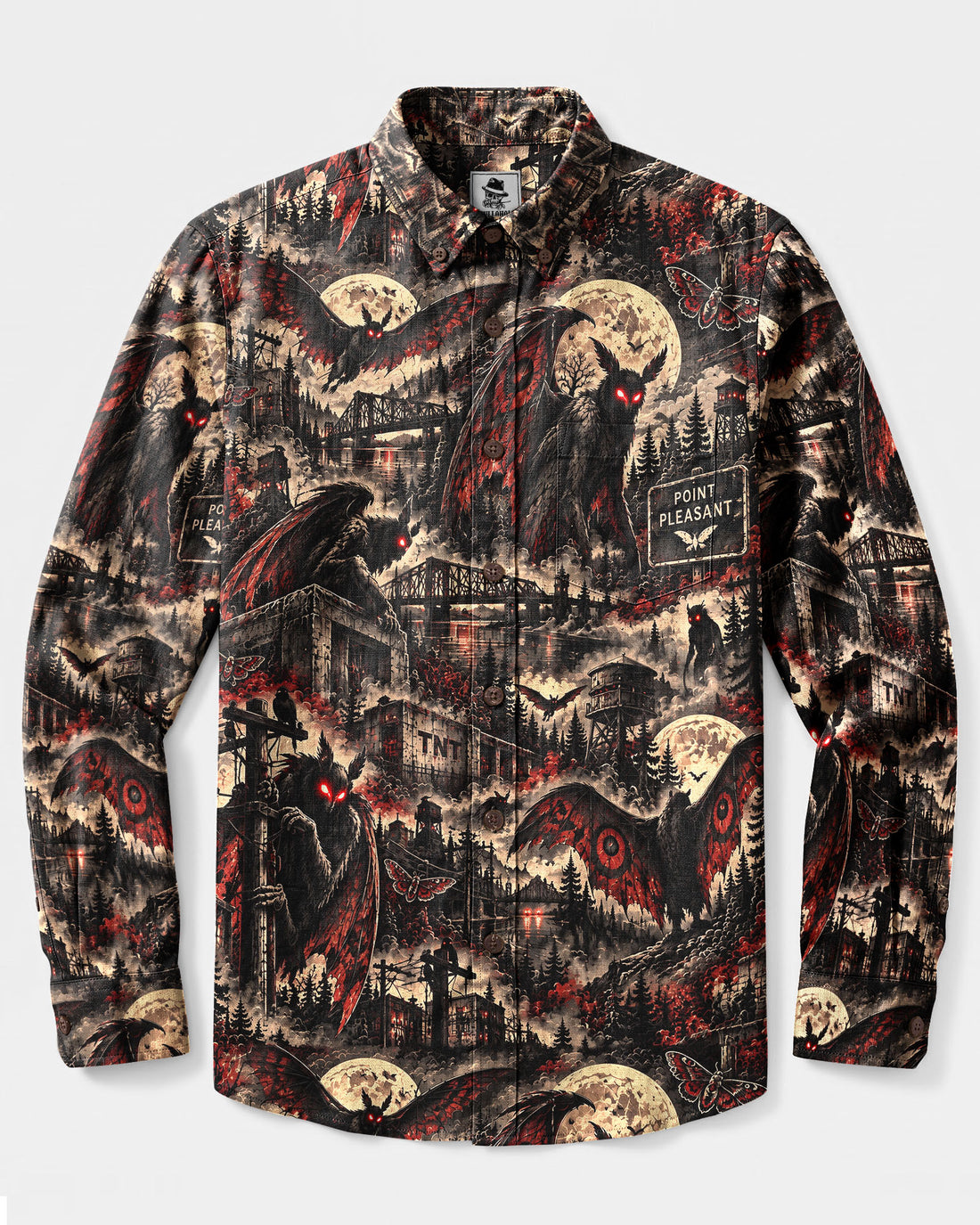 MOTHMAN NIGHTMARE VALLEY LONG SLEEVE BUTTON-DOWN SHIRT - YHHG2409262