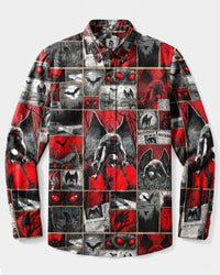 MOTHMAN CRIMSON NIGHTMARE COLLAGE LONG SLEEVE BUTTON-DOWN SHIRT  - TLNT1009268