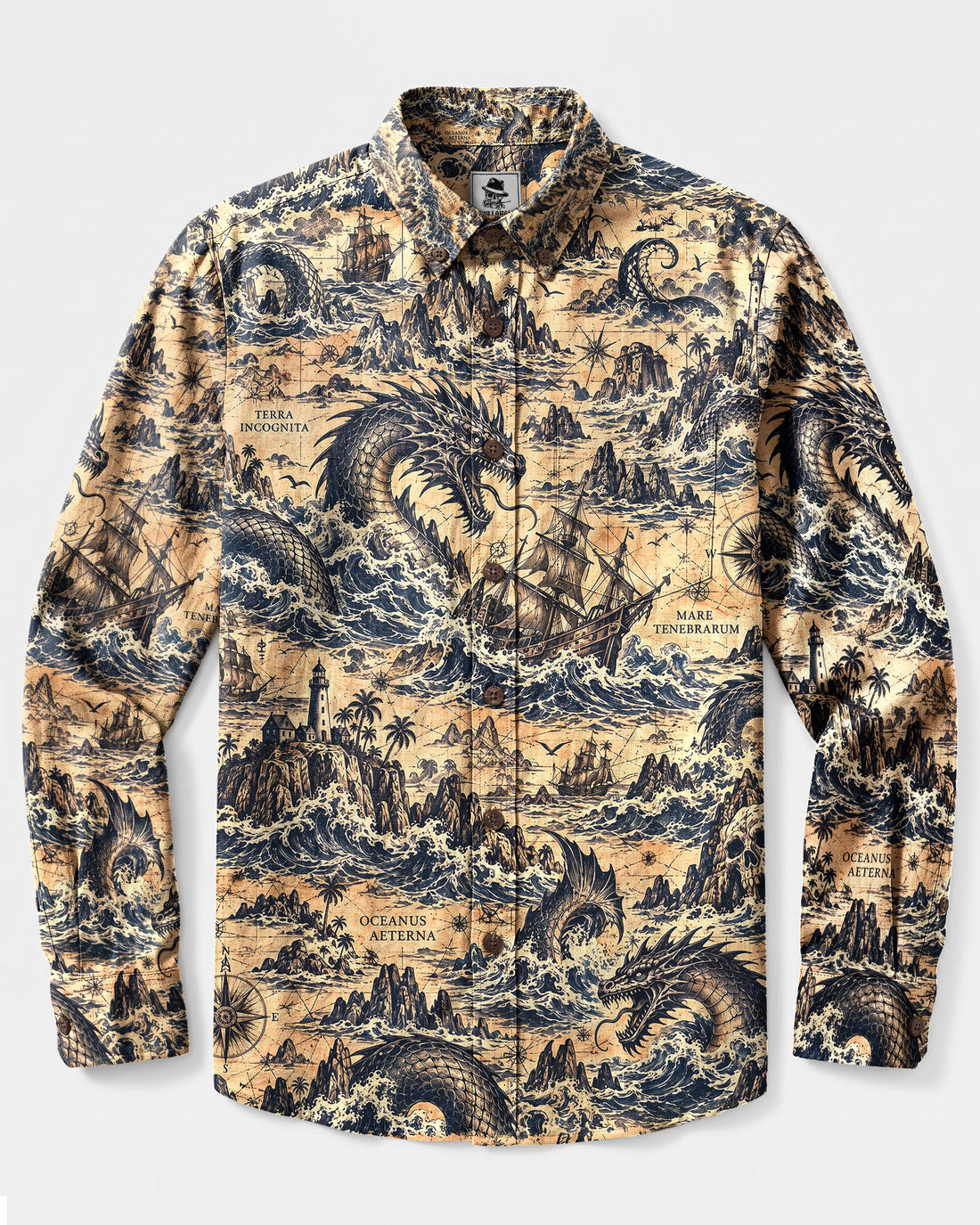 SERPENT OF THE LOST SEAS LONG SLEEVE BUTTON-DOWN SHIRT - YHHG0610264